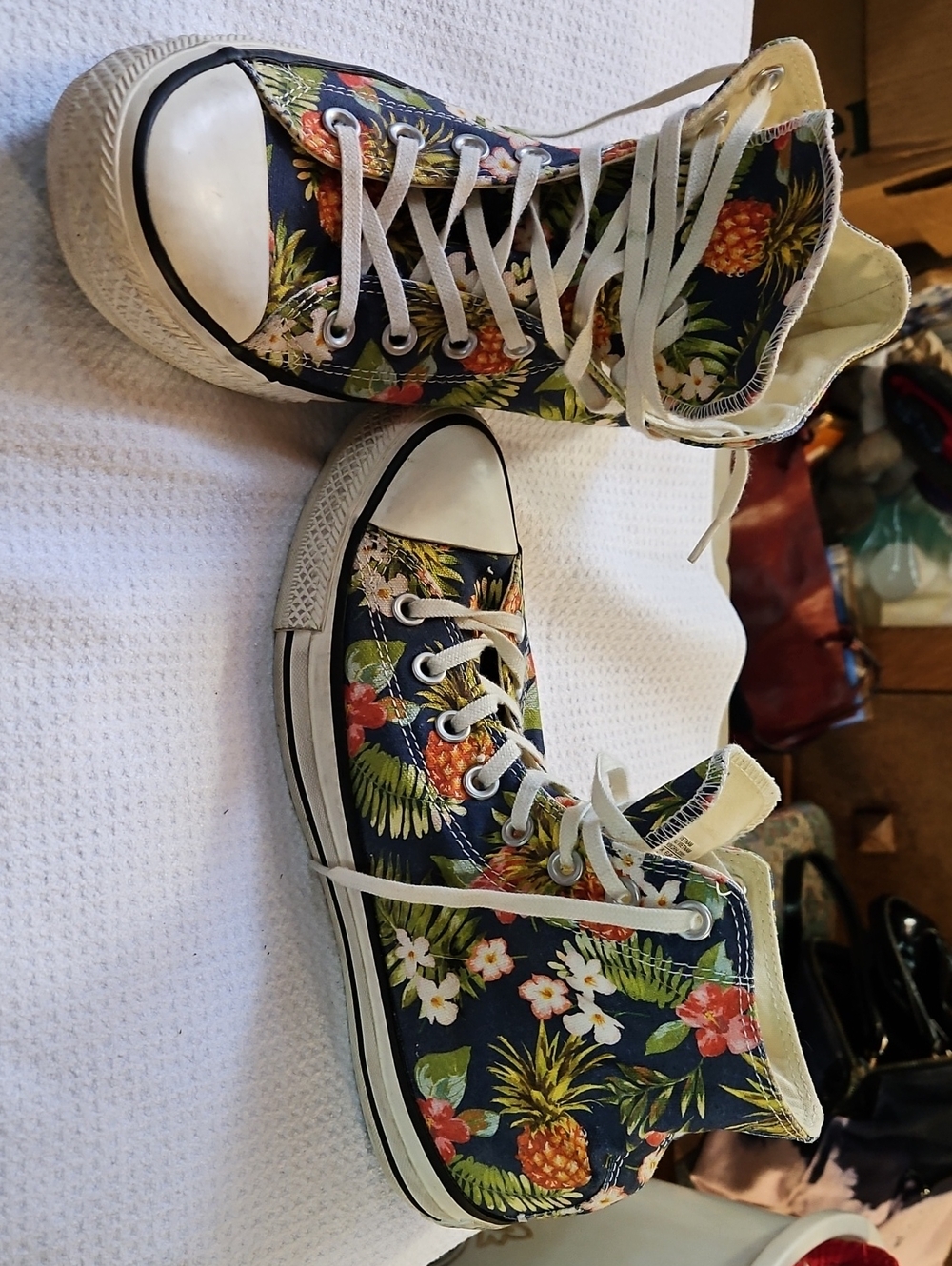 Converse Navy Tropical Floral Pineapple High Top Sneakers Chuck Taylor
